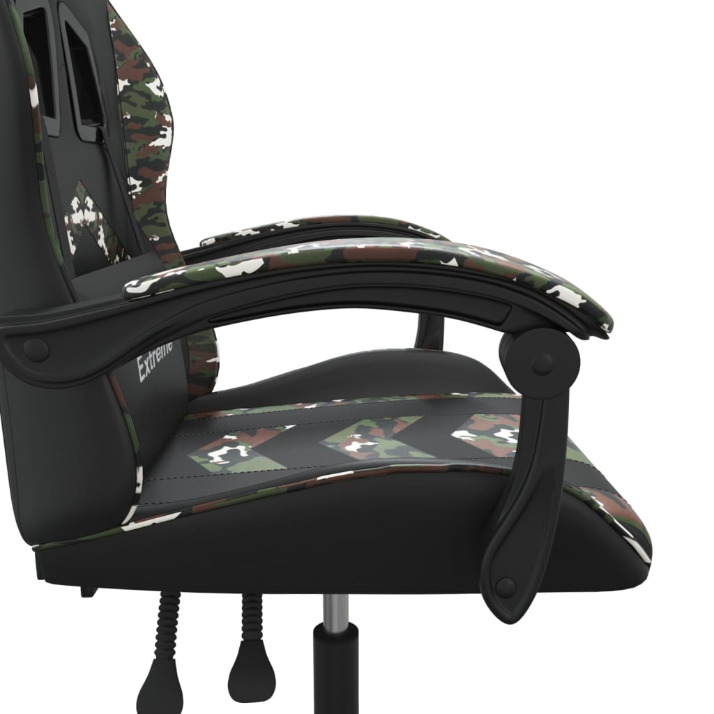 Gaming Chair Swivel Black and Camouflage PU Leather