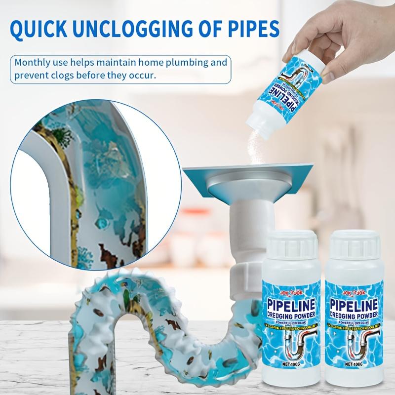 Jokjok Drain Cleaner Powder,Automatic Cleaning for Kitchen Sinks,Toilets&Bathtubs,Easy Use,Prevents Clogs,Durable Plastic Bottle