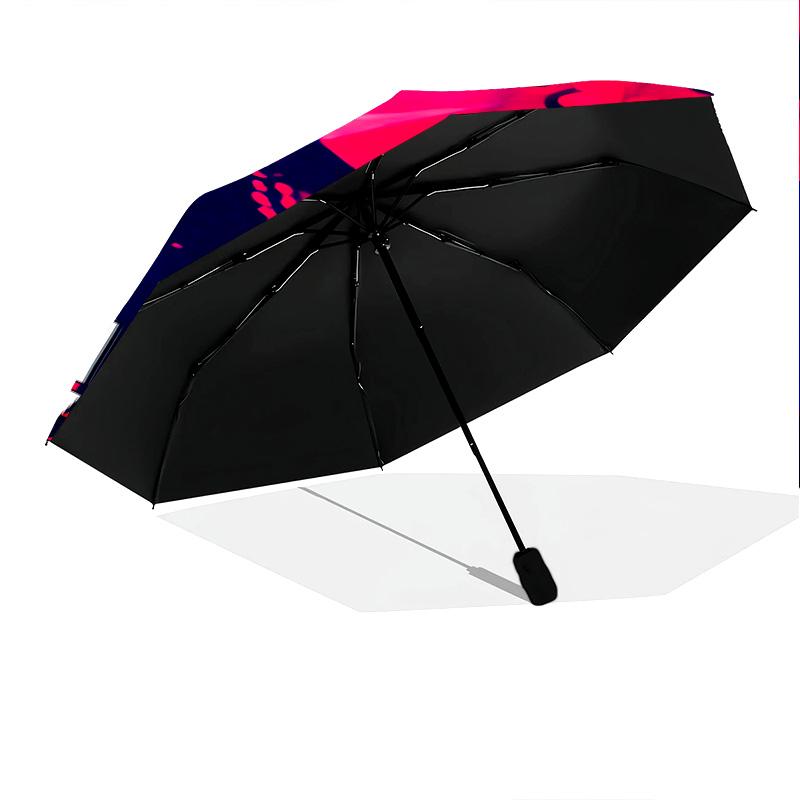 1pc Johnny Hallyday Pattern Umbrella Portable Folding Umbrella Iron Frame Hole Bone Structure Outdoor Home Umbrella