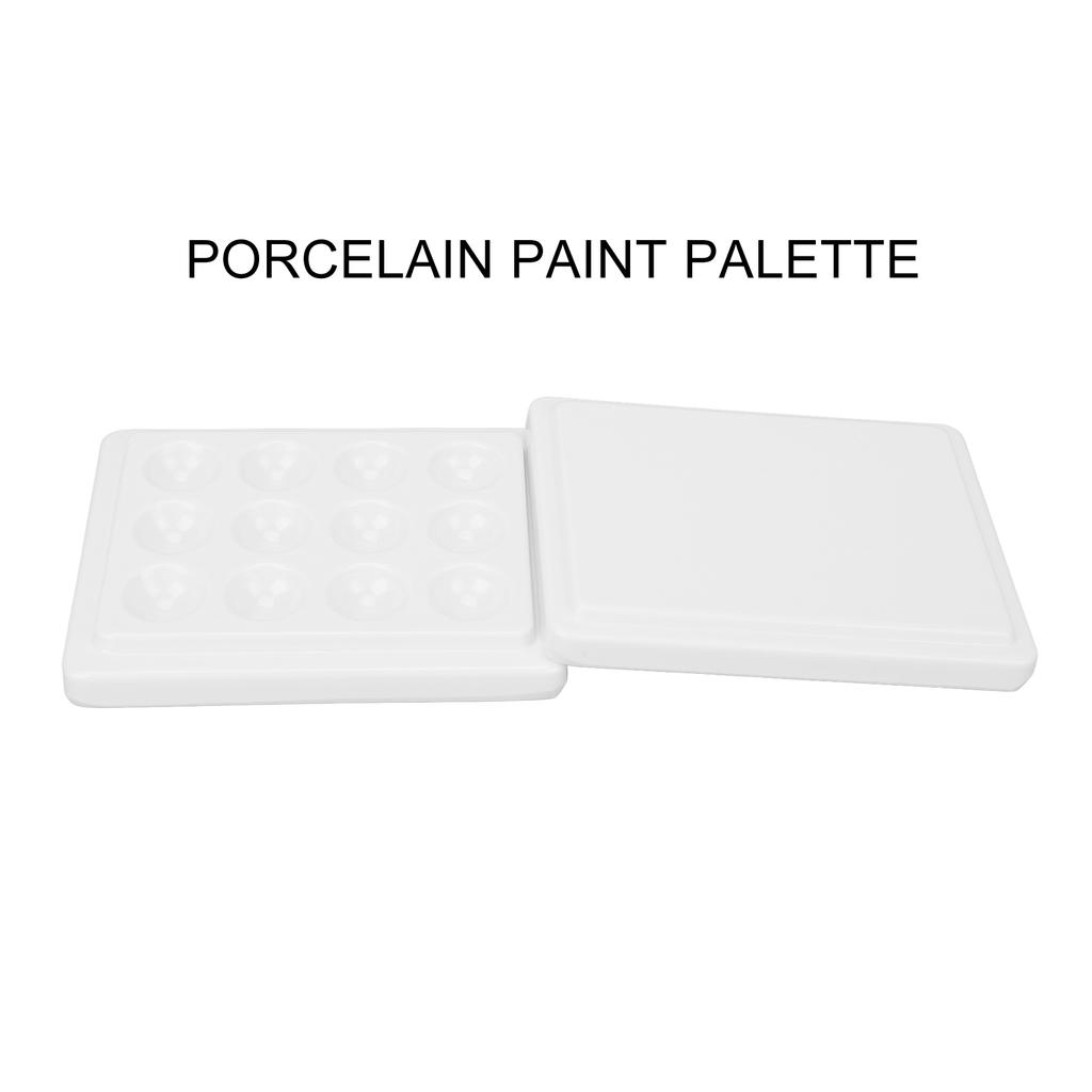12 Wells Porcelain Paint Palette Dustproof White Watercolor Paint Palette for Nail Art Painting