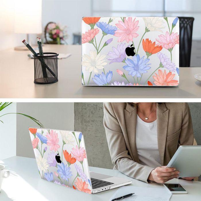 Coque pour MacBook Air 15 Pouces M4 M3 M2 2025 2024 2023, Protection Rigide Ultra Légère Antidérapante Motif Fleurs