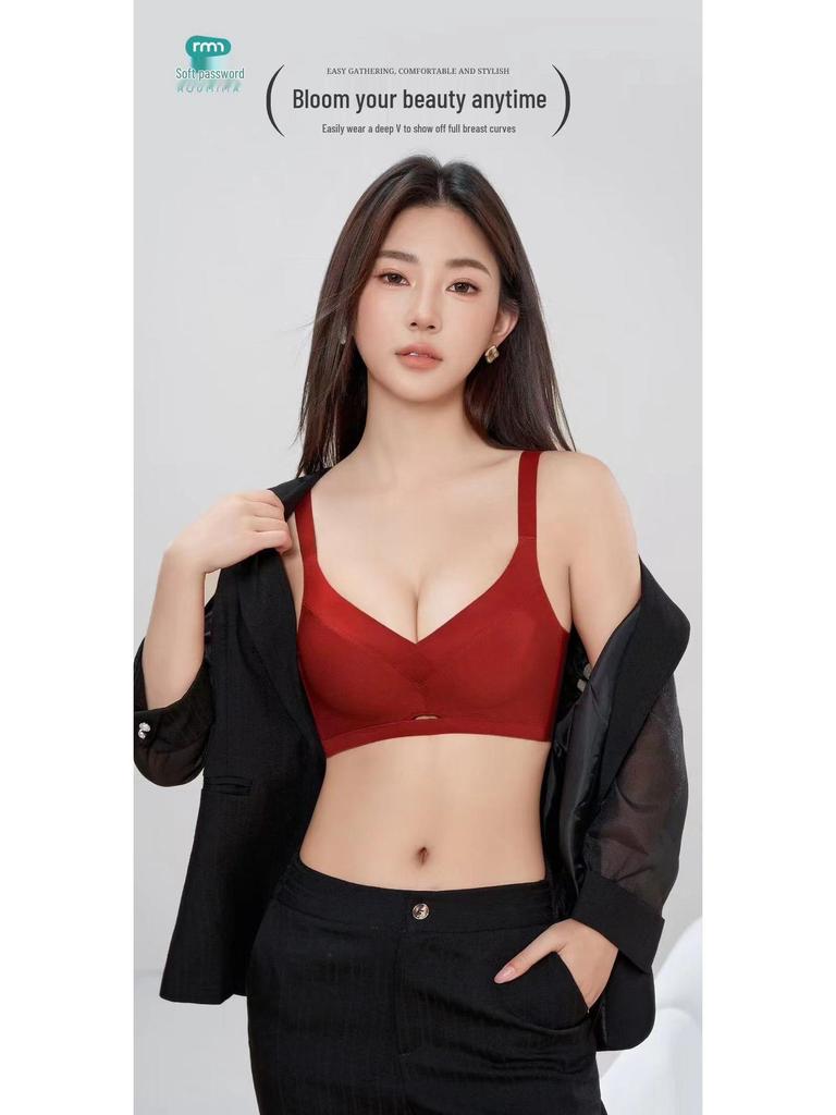 Medium Thickness Wireless Smooth Surface Bra for Small Bust Enhancement - Soft, Breathable, Antibacterial, Pure Color, Versatile Design