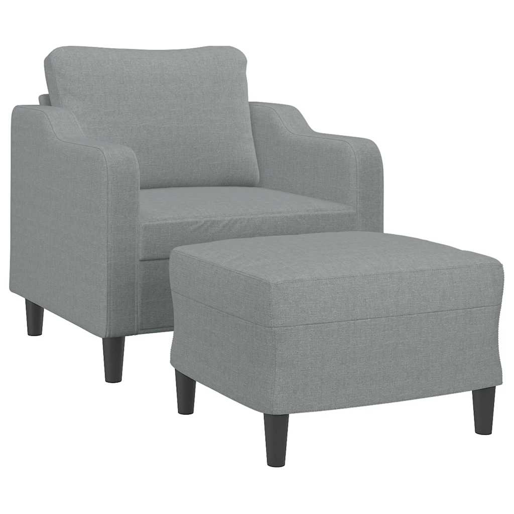 Vidaxl Armchair with Footrest, Light Gray, 60 Cm, Upholstered In Fabric