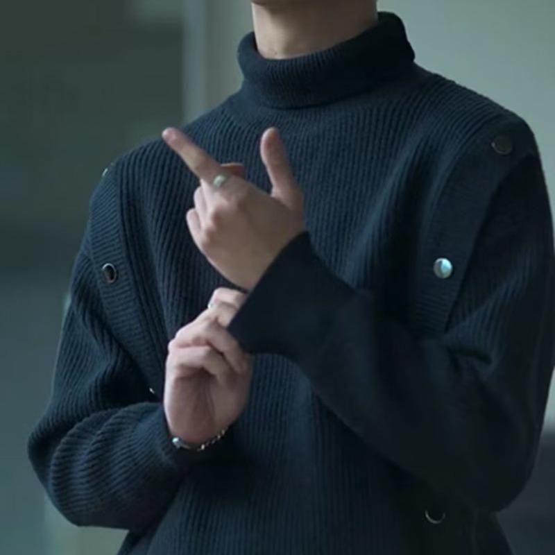 

Men s High Collar Knitted Pullover Sweater - Korean Style 2024 Casual Autumn/Winter Trend. 2XL білий