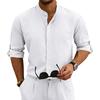 Men's Linen Shirt    Collared Long-sleeved Shirt