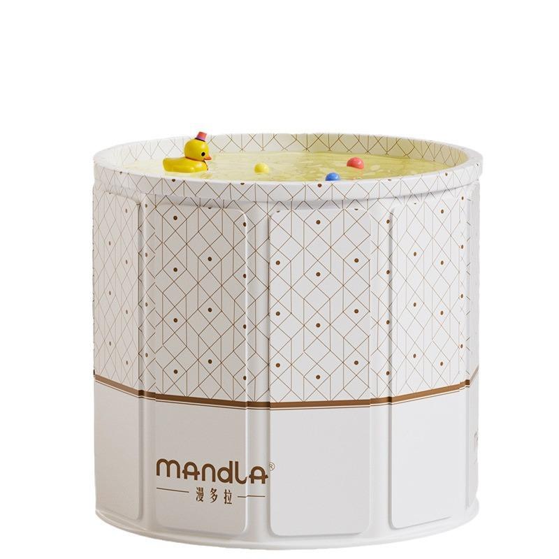 

No-Install PVC Foldable Bathtub Thickened Wood Panel Adult Bath Tub Portable Quick-Open Kids Swimming Tub with Insulation