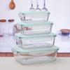 Heat-Resistant Transparent Glass Lunch Box Bento Container with Sealed Lid