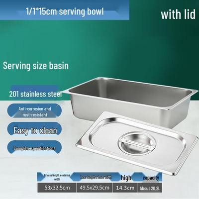 Homeglen 201 Stainless Steel Rectangular Food Pan with Lid