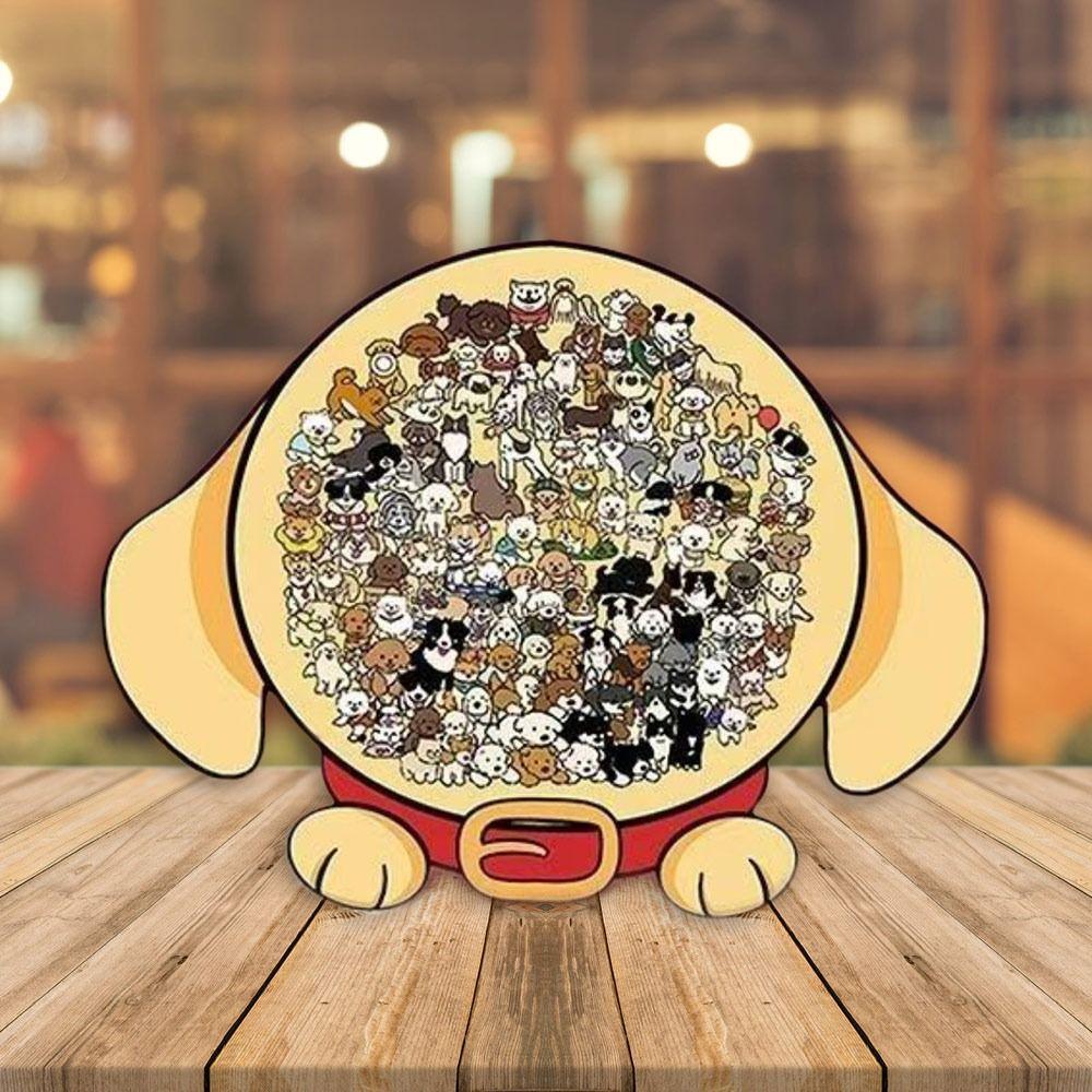 Macaron-colored Puppy Puzzle Pieces Wood Educational  Stress-relieving Toy