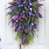 Tulips Wreath for Front Door Spring Artificial Flower Wreath with Hyacinths Hydrangeas Lavenders Wall Hangings Decorations