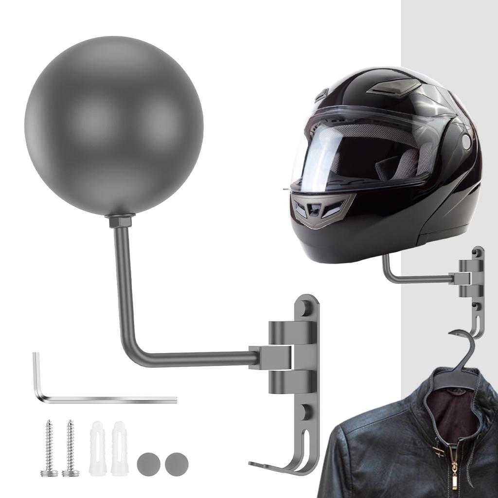 Motorradhelmhalter Wandmontage Stahlhelmaufhänger mit Haken Ständer Ablage für Motorrad-Fahrradhelme Mäntel Kappen