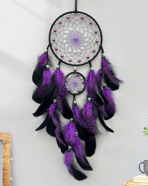 Luminous dreamcatcher feather wind chimes