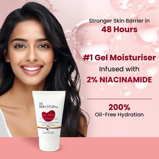 The Skin Story 2% Niacinamide Oil-Free Moisturizer | Lightweight Gel Cream for Dewy Skin & Hydration | Fast-Absorbing, Non-Greasy| 50g