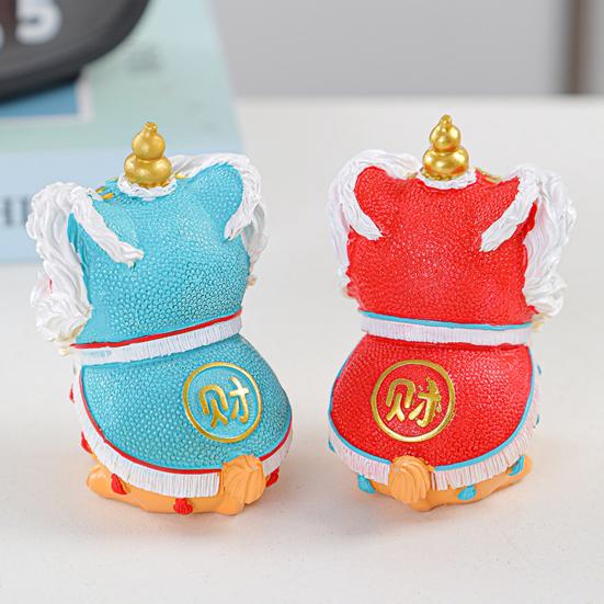 Chinese Style Lion Figurine Cartoon Guardian Lion Resin Statue Home Office Feng Shui Decoration Ornament Holiday Housewarming Gift