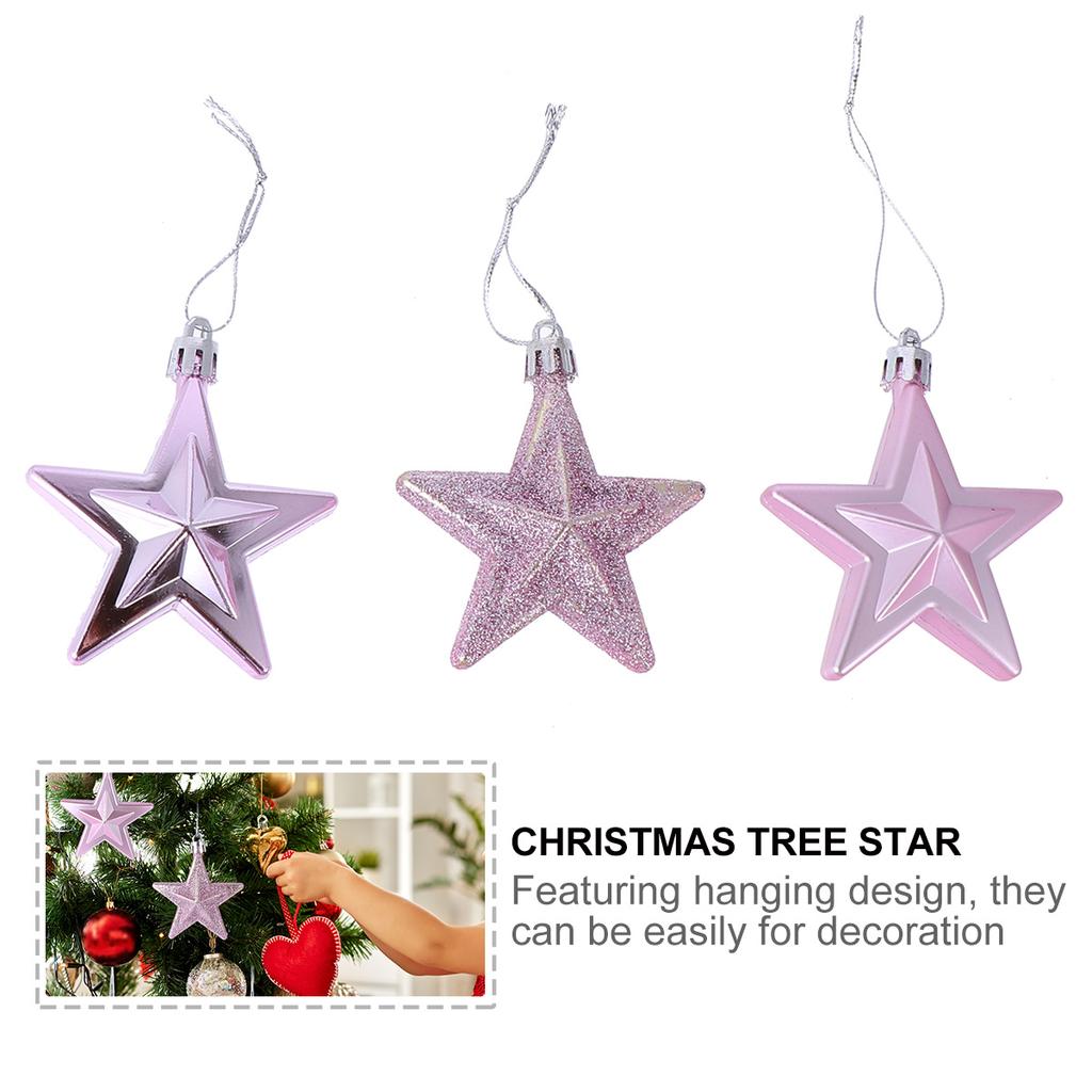18Pcs Star Decor Christmas Hanging Tree Ornament Festive Five Pointed Design for Home Office School Xmas Display