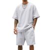 Fashionable Men's Oversized 2-Piece Casual Set Solid Color Short Sleeve T-Shirt & Shorts Tracksuit