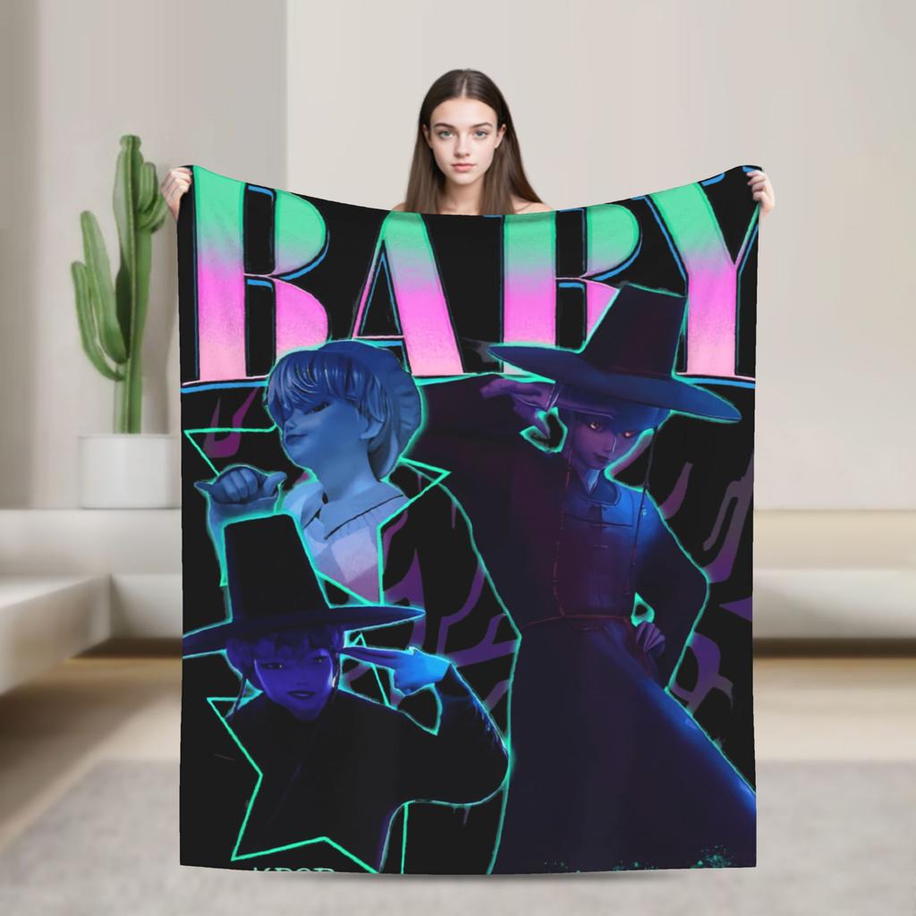 Baby Saja KPop Demon Hunters Saja Boys Blanket Warm Funny Plush Bedding Throws For Child Couch Chair Flannel Bedspread Bed Cover