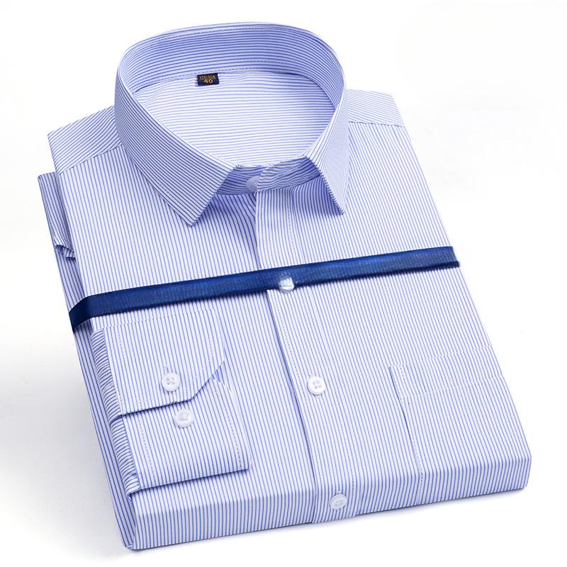 Shirt Men's Long Sleeved Middle-aged Young Business Casual Formal Wear Professional Wear Solid Color Cotton Slim Fit Shirts Men’s