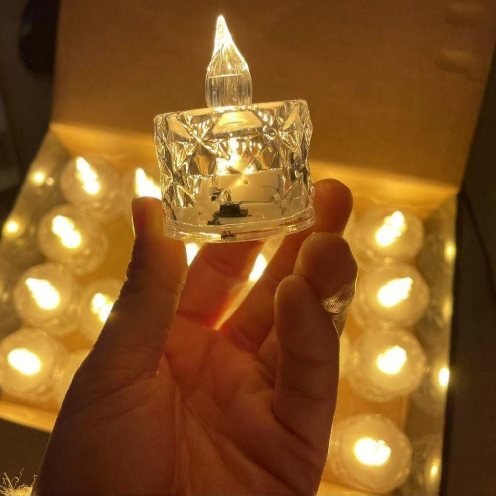 Flameless LED Light Candle Transparent Night Lamp Mini Crystal Candle Home Decoration