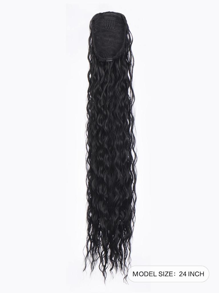 24 Inch Synthetic Curly Ponytail with Extended, Fluffy African Drawstring, Rubber Band Wig, Ponytail