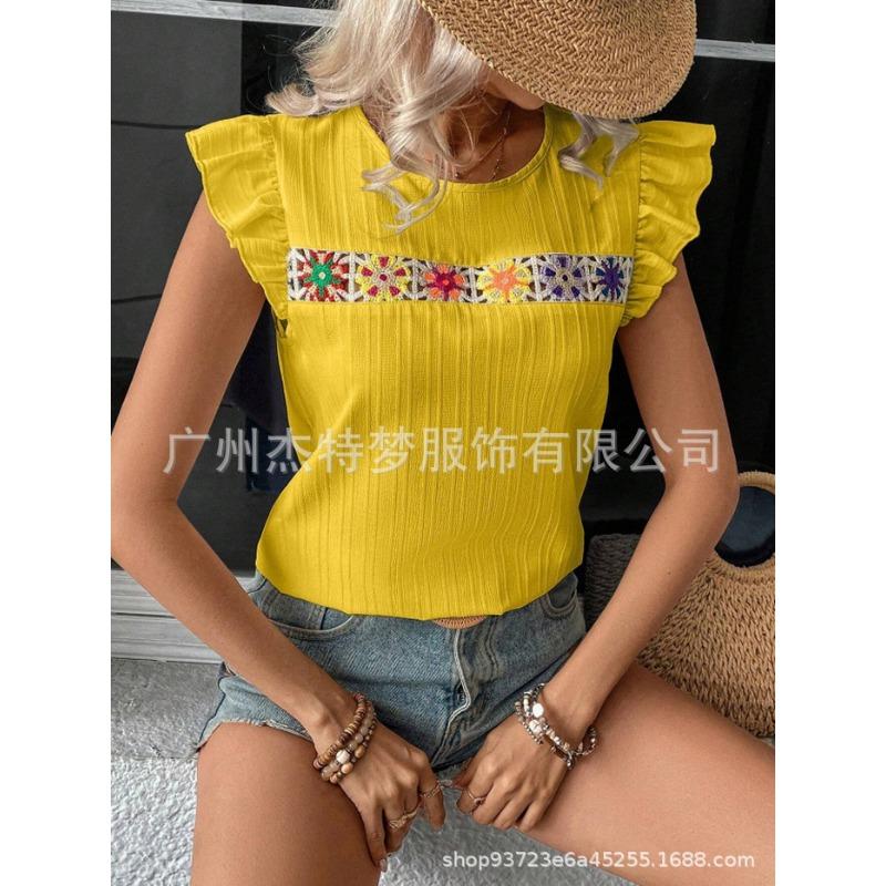 JPNTKY Women's Fashion Casual Sleeveless O-Neck Blouses & Shirts