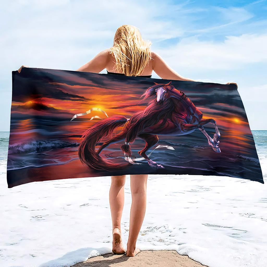 Horses Print Super Soft Beach Towels Oversized Microfiber Bath Towels Quick Dry Absorbent Towel for Adults Men Women Boy Girl