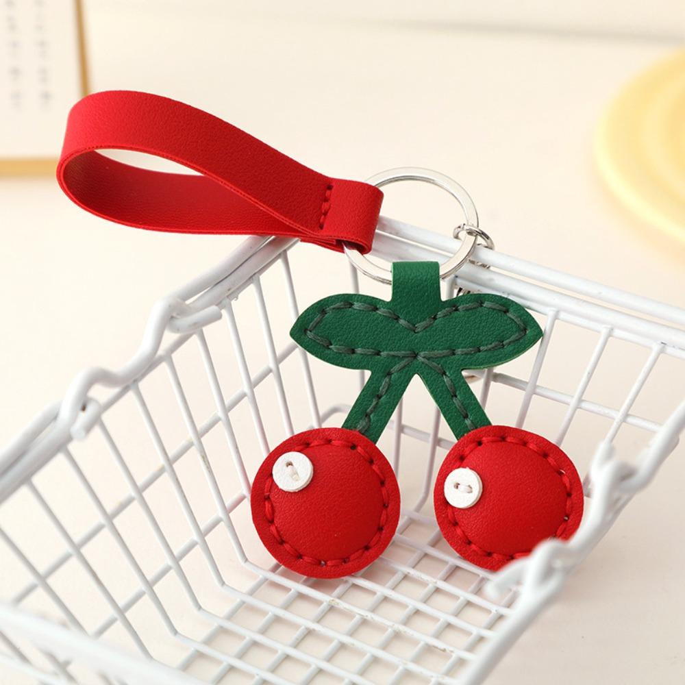 Cute Fruit Pendant Strawberry Bag Pendant Portable Leather Keychain  Gift