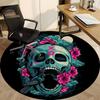 1pc Skull Flowers Office Round Area Rug, Indoor Mat Suitable For Office, Under Office Chairs Bedroom Living Room Home Decor, Room Deco
