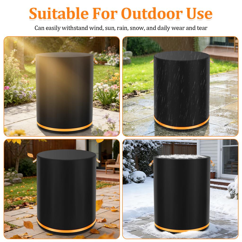 Firepit Cover 600D Oxford Fabric Waterproof Dust Cover with Handle Stove Grill Protective Cover for 21–23 Inch Round Fire Pit