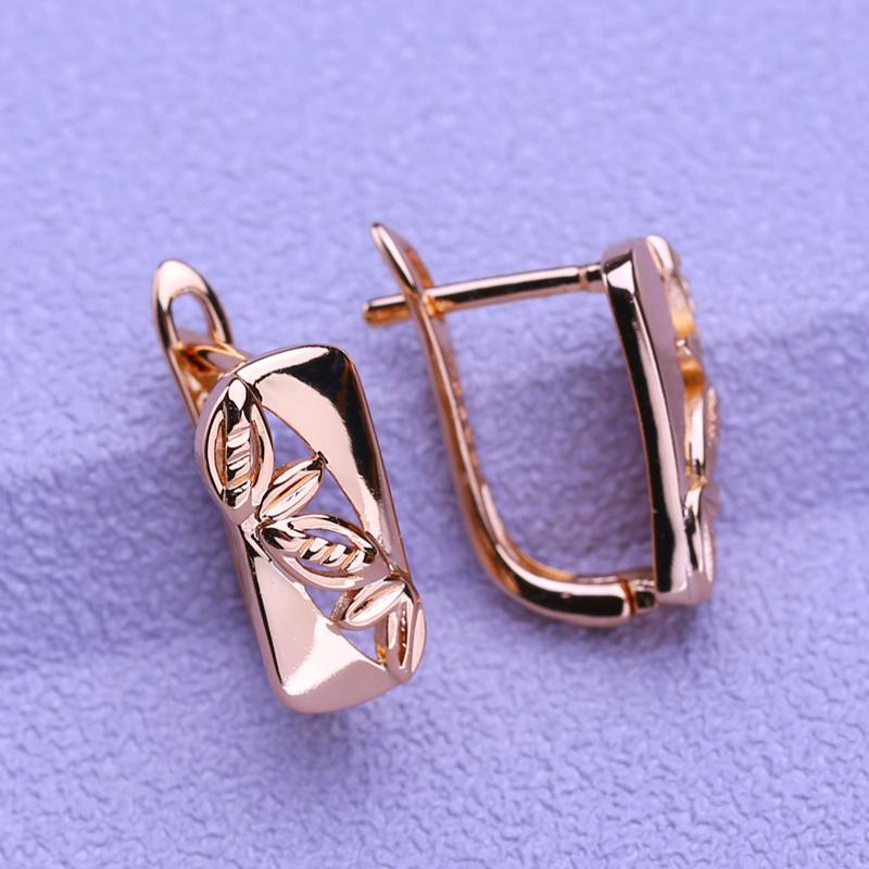 LSOOYH Leaf Clip Earrings Rose Gold Color Fashion Earring For Women Square Hoop Earrings Jewelry