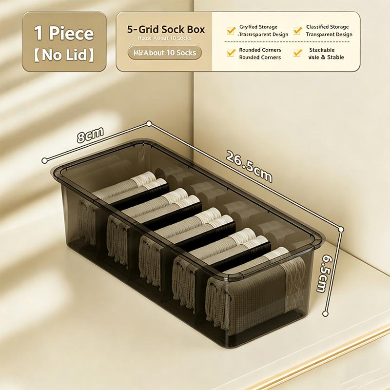 

Transparent Gray Underwear Storage Box Set 3 Pack No Lid Drawer Organizer For Socks Bras and Lingerie