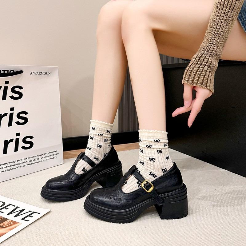 Women's Fashion Thick Heel Shoes Spring New Round Head Deep Mouth Thick Sole Anti-slip Wear-resistant High Heels