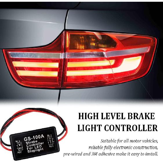 2PCS 6V-30V GS-100A LED Brake Light Flasher With Pre-Wired,Universal Pulsing Strobe Flashing Module Controller For Most Motorcycles Cars Trucks SUVs