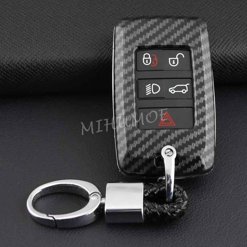 Carbon Fiber Car Key Fob Cover Chain Case For Land Range Rover Sport Evoque Velar Discovery Defender 90 110 130 Jaguar XE XF
