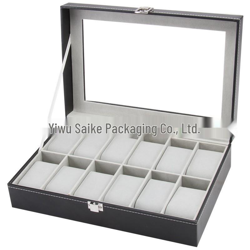 Standard 12-Grid PU Leather Watch Display and Storage Box