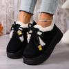 Fashion Comfort Platform Fluffy Fur Snow Boots Women 2025 Winter Thick Bottom Furry Ankle Boots Colored Bead Lace Up Suede Casual Shoes