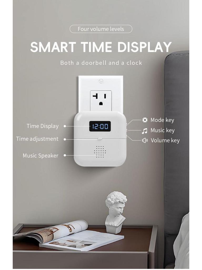 Smart Infrared Doorbell with Time Display & Motion Detection for Home Security