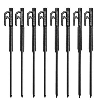 Capitão Veado (CAPITÃO VEADO) Estacas Forjadas, Estacas Sólidas Forjadas CS, 30cm, Conjunto de 8, Revestimento por Eletrodeposição Catódica, Preto, Fabricado no Japão, UA-4551