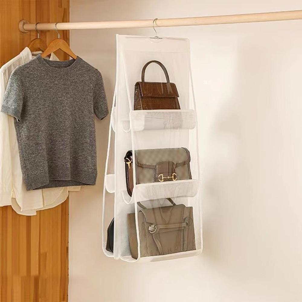 2PC Bag Storage Bag Hanging Bag Hanging 8-sided Transparent Storage Bag Bedroom Closet Dust Bag Foldable