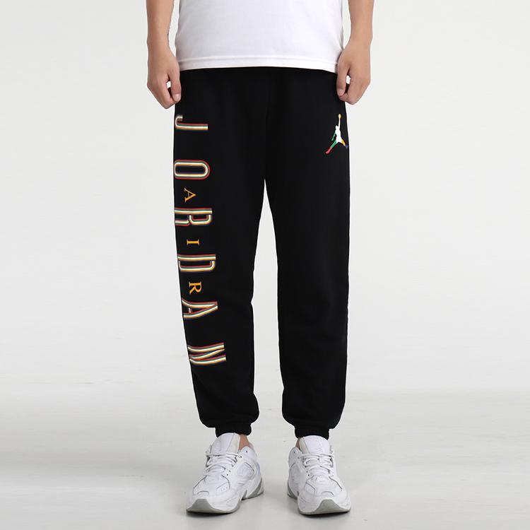 Jordan Colorful Jumpman Logo Print Tapered Joggers Men Bottoms Black CZ5469-011