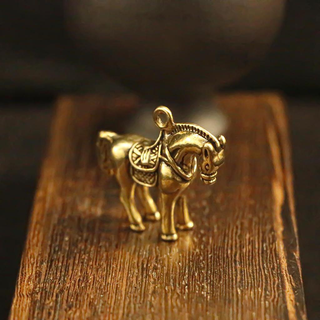 Brass 3D Zodiac Horse Keychain Pendant