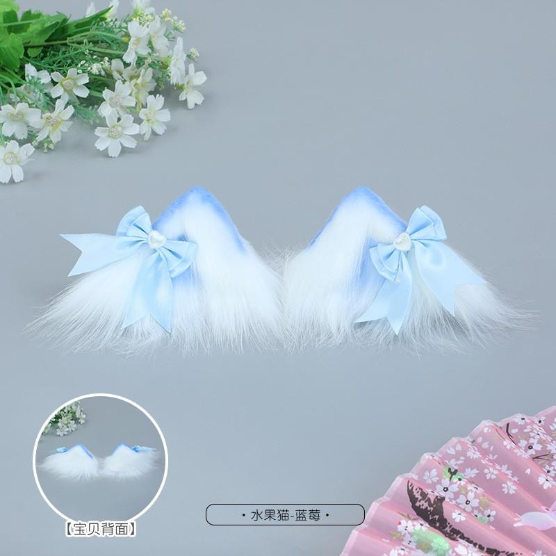 Handmade Plush Cat Ear Hair Clip Women Sweet Kawaii Lolita Accessory In Multiple Colors