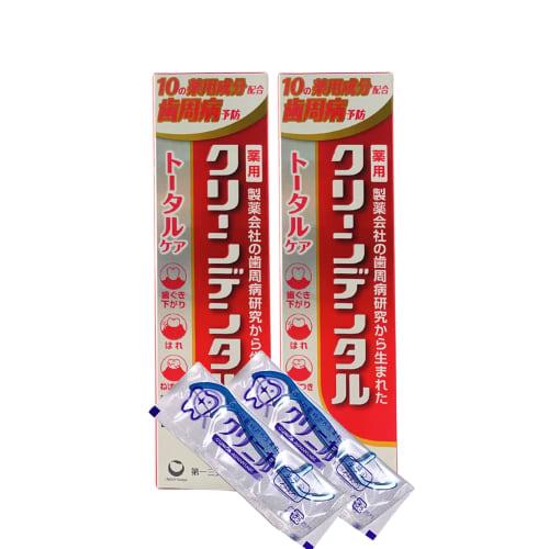 Clean Dental L Total Care 100g (2-pack) - Prevents periodontal disease, bad breath, and cavities - Includes 2 flossers
