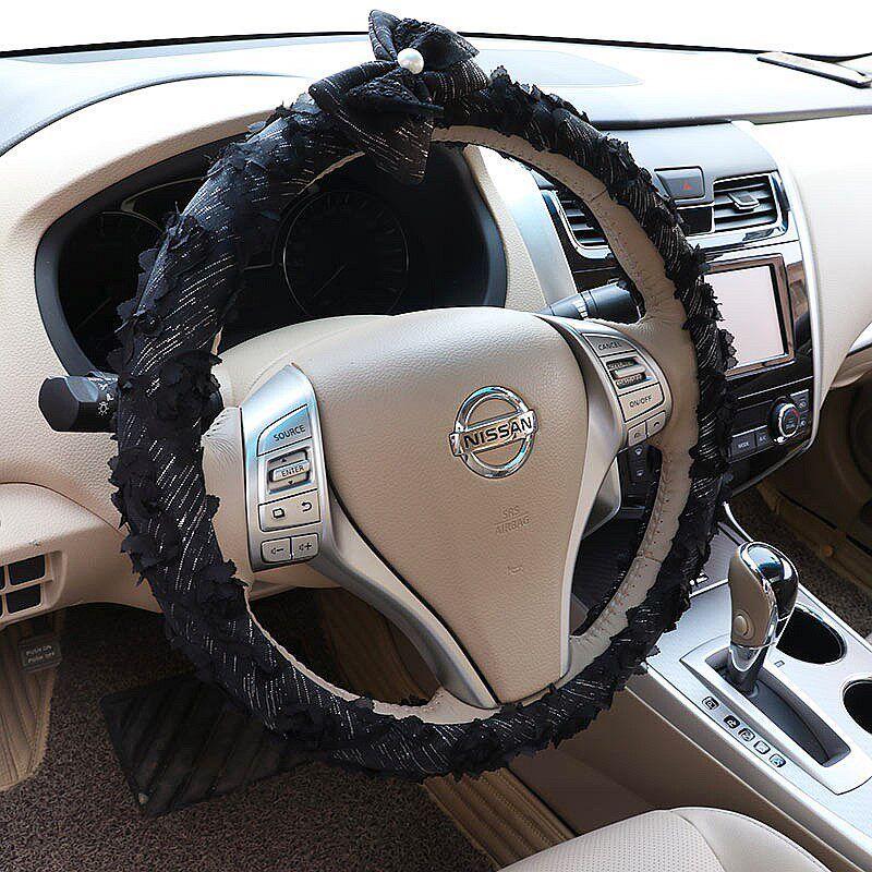 [Beautiful Steering Wheel Cover] Lace Car Steering Wheel Cover Steering Wheel Cover Handle Cover Steering Wheel Cover New Arrival Butterfly Dance Black