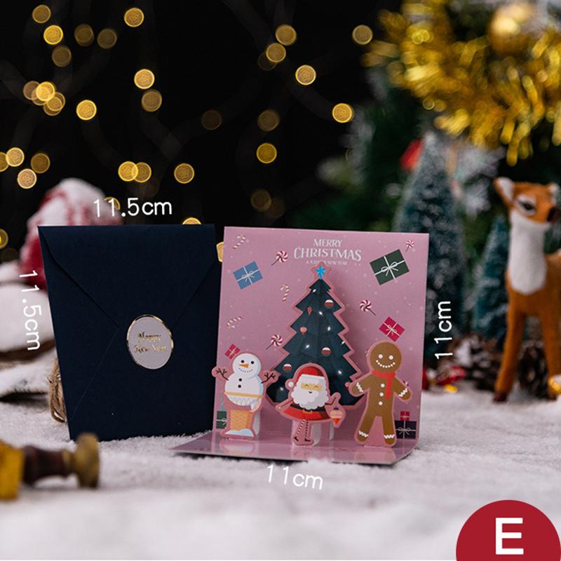 Merry Christmas Greeting Card With Envelope 3D Pop UP Santa Snowman Christmas Tree Friends Family Xmas Gifts Wishes Postcard