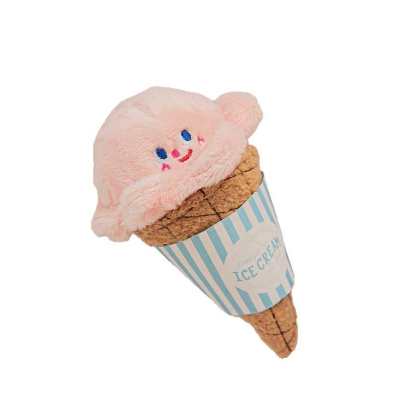 Cute Ice-Cream Shape Plush Dog Chew Toy with Interactive Smell Slow Food Search & Vocal Hidden Treat Features