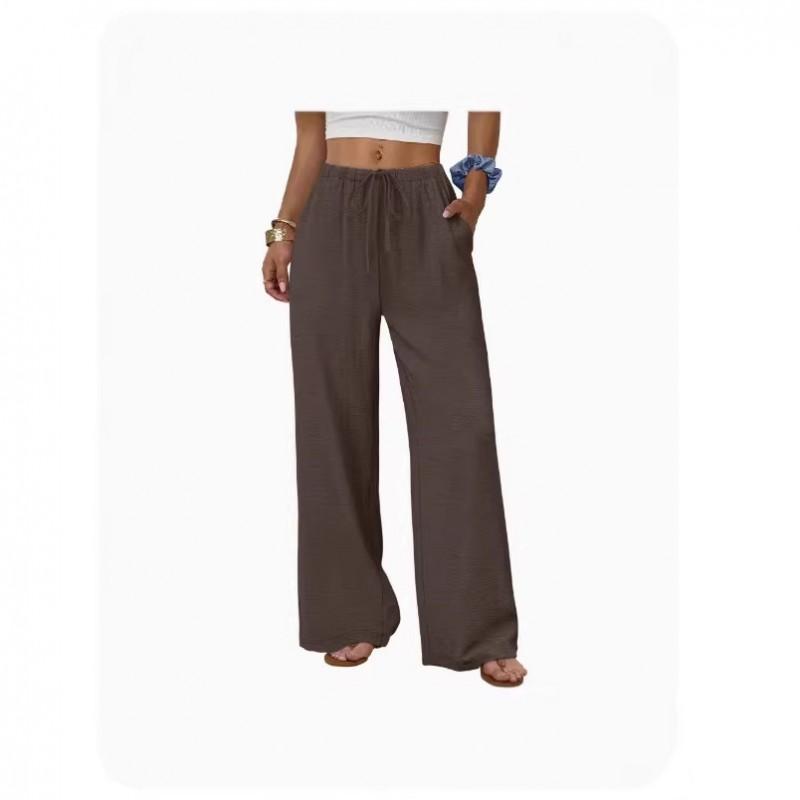 2026 Womens Wide Leg Pants With Drawstring Waist Pockets Loose Fit Comfortable Casual Trousers