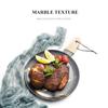 marbled ceramic plate with wooden handle, creative cutlery handle, western plate, steak and dim sum plate, high-end sense