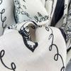 Silk Wool Triangle Scarf - Classic Black & White Versatile Shawl for Women