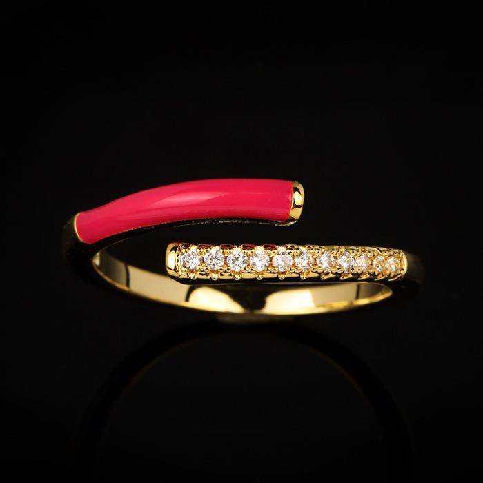 Jewelry French Enamel Chain, Simple Ring, Metal Drop Glaze, Retro Design, Niche Ring Finger Ring